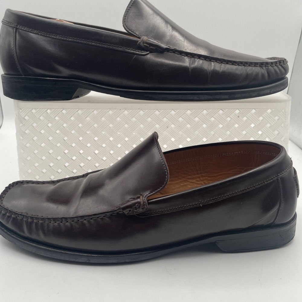 COACH Men's Leather Brown Burgundy Moc Toe Venetian Loafers US 11D Made in Italy - Picture 5 of 12